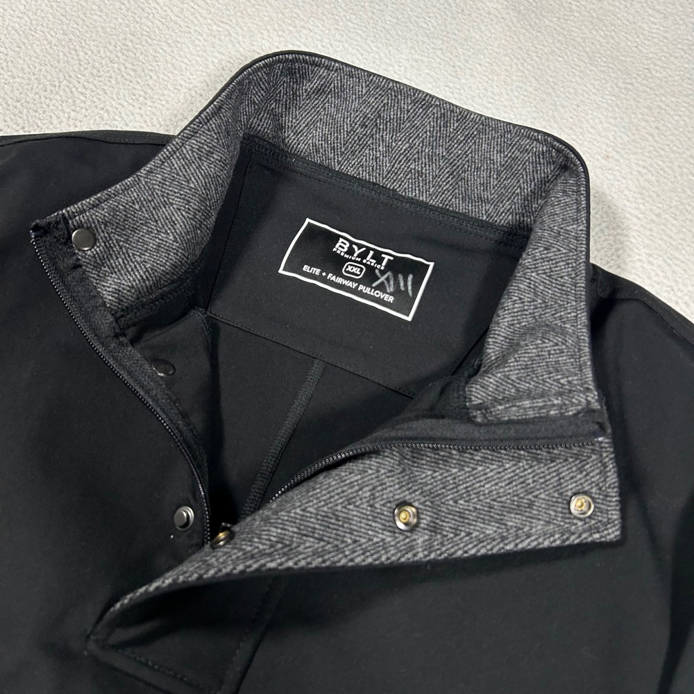 BYLT Elite Fairway Pullover Mens XXL Black Quarter Snap Herringbone Collar